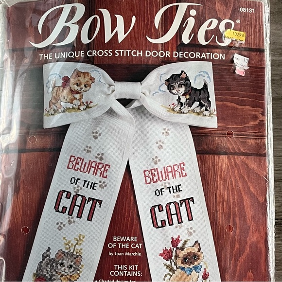 NWT Bow Ties Beware of the Cat Counted Cross Stitch Kit - Picture 5 of 13